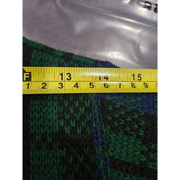 Vintage Tally-Ho Green Blue Plaid Cardigan Sweater Acrylic Size PP S 0-2 - Picture 13 of 15